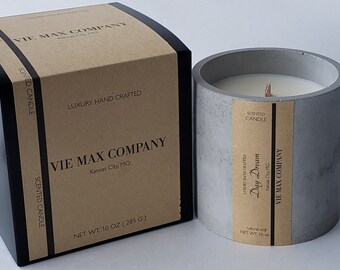 Candle - Day Dream - (My very own blend) Vie Max Wood Wick - Soy Wax, gift, wedding, Valentine's Gift, Christmas, hand poured, Kansas City