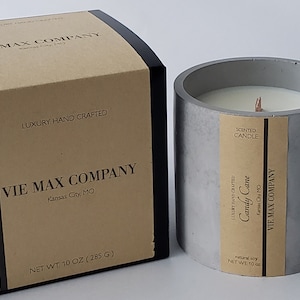 Concrete Candle - Wood Wick - Soy Wax (Candy Cane) scented