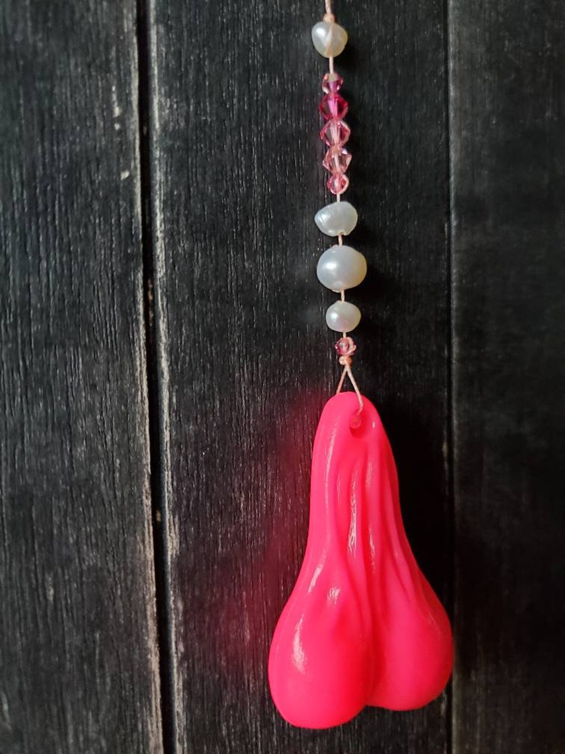 Dainty hot pink truck nuts/bull balls rearview mirror Etsy