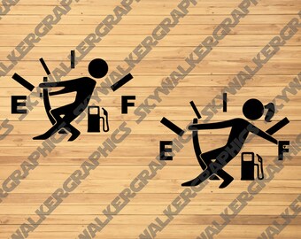 Empty Gas Tank Guy & Girl 2 Designs | SVG PNG Vector File