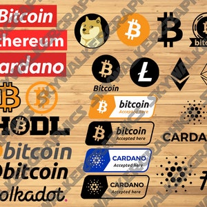 Bitcoin Ethereum Cardano Litecoin Dogecoin Crypto SVG Pack 23 Designs | Vector File SVG PNG