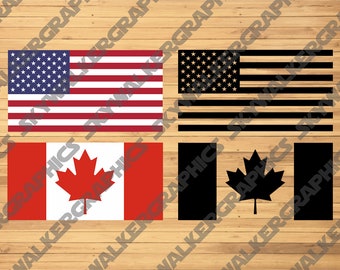USA Flag Canada Flag SVG PNG Vector File