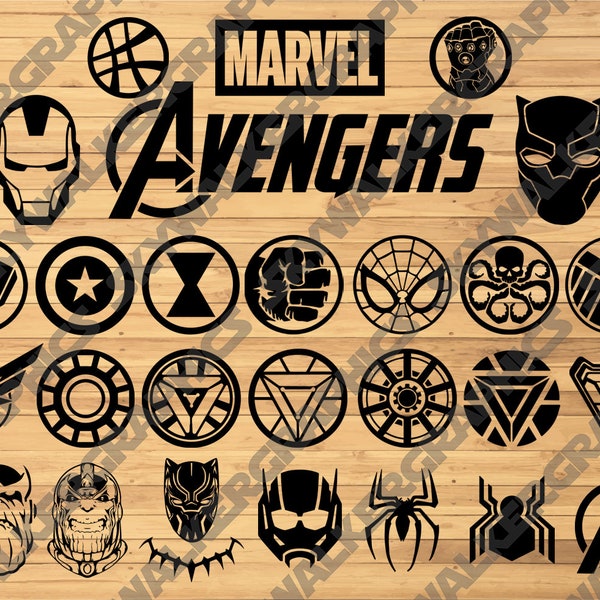 Marvel Avengers SVG Pack 27 Designs | SVG PNG Vector File