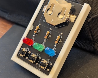 RGB Button Soldering Kit | Beginner Electronics DIY STEM Project (Includes Case & Battery)