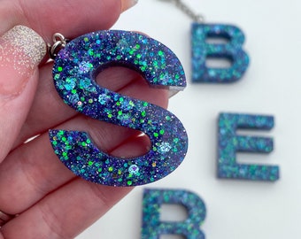 Blue Teal Ombre Keychain Personalized Initial - Etsy