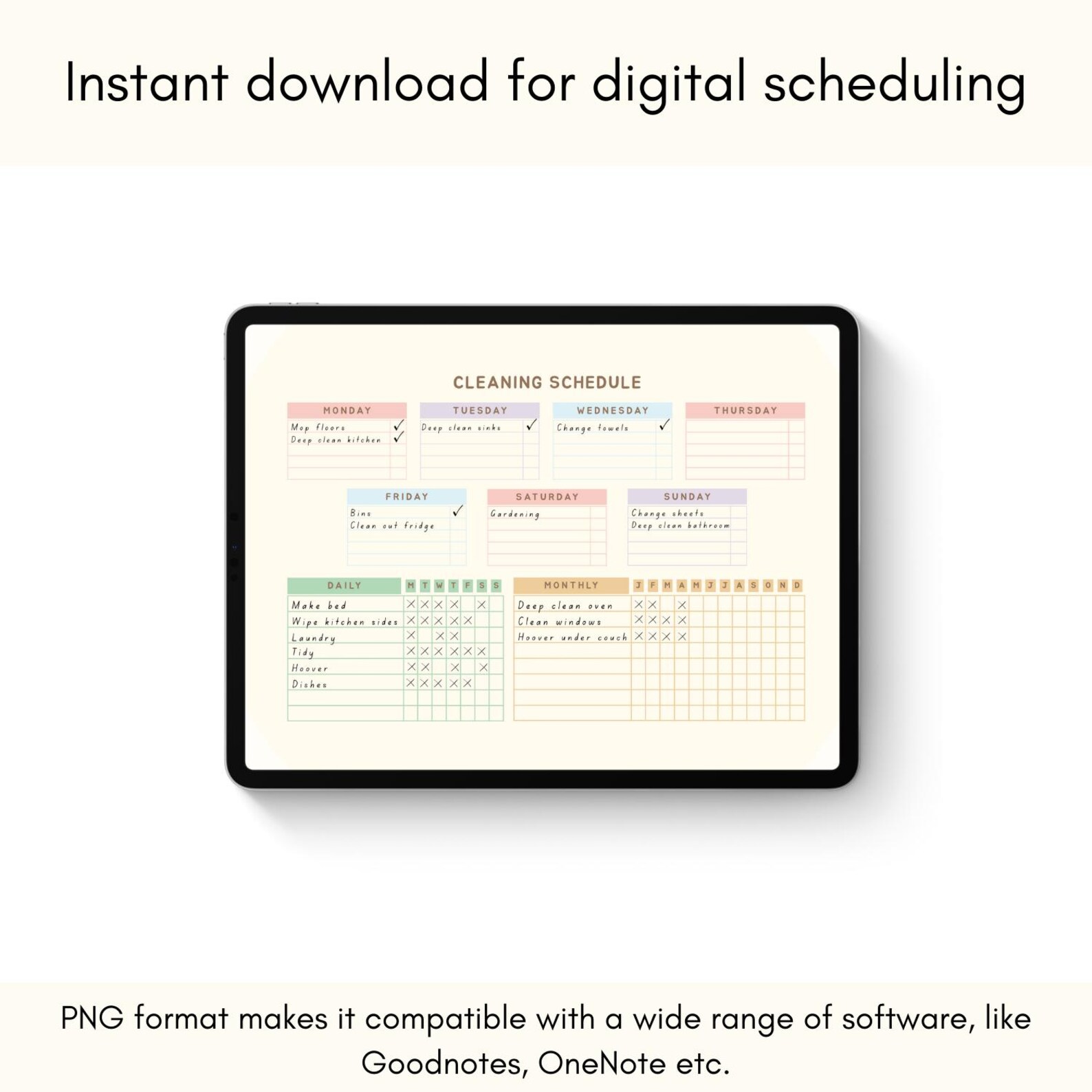 Printable Cleaning Schedule - Daily, Weekly & Monthly Chore Chart for ...