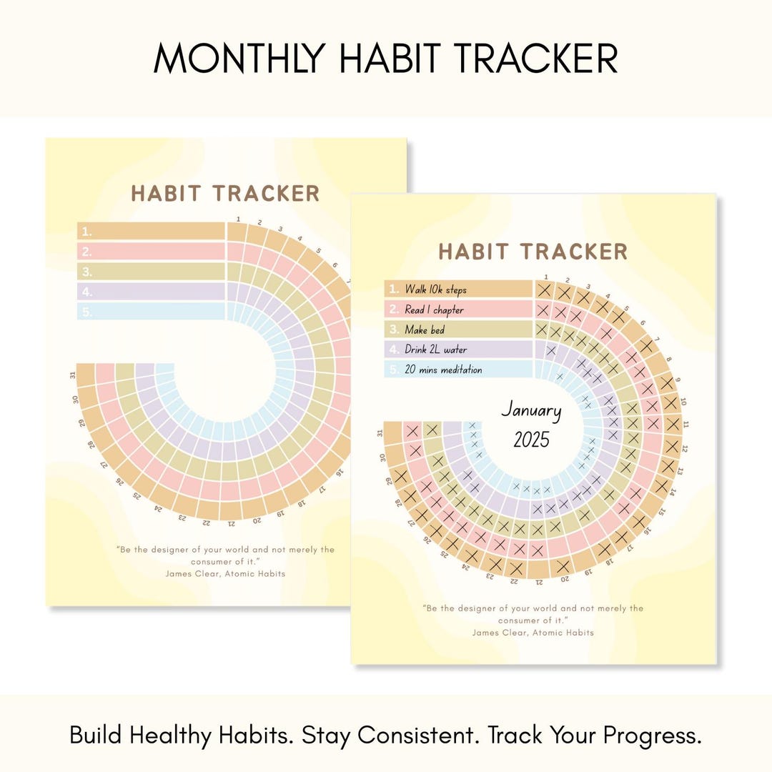 Digital Habit Tracker - Monthly Printable Habit Planner and Tracker ...