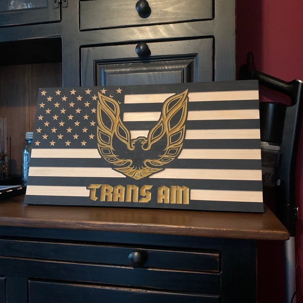 Trans am engraved American flag