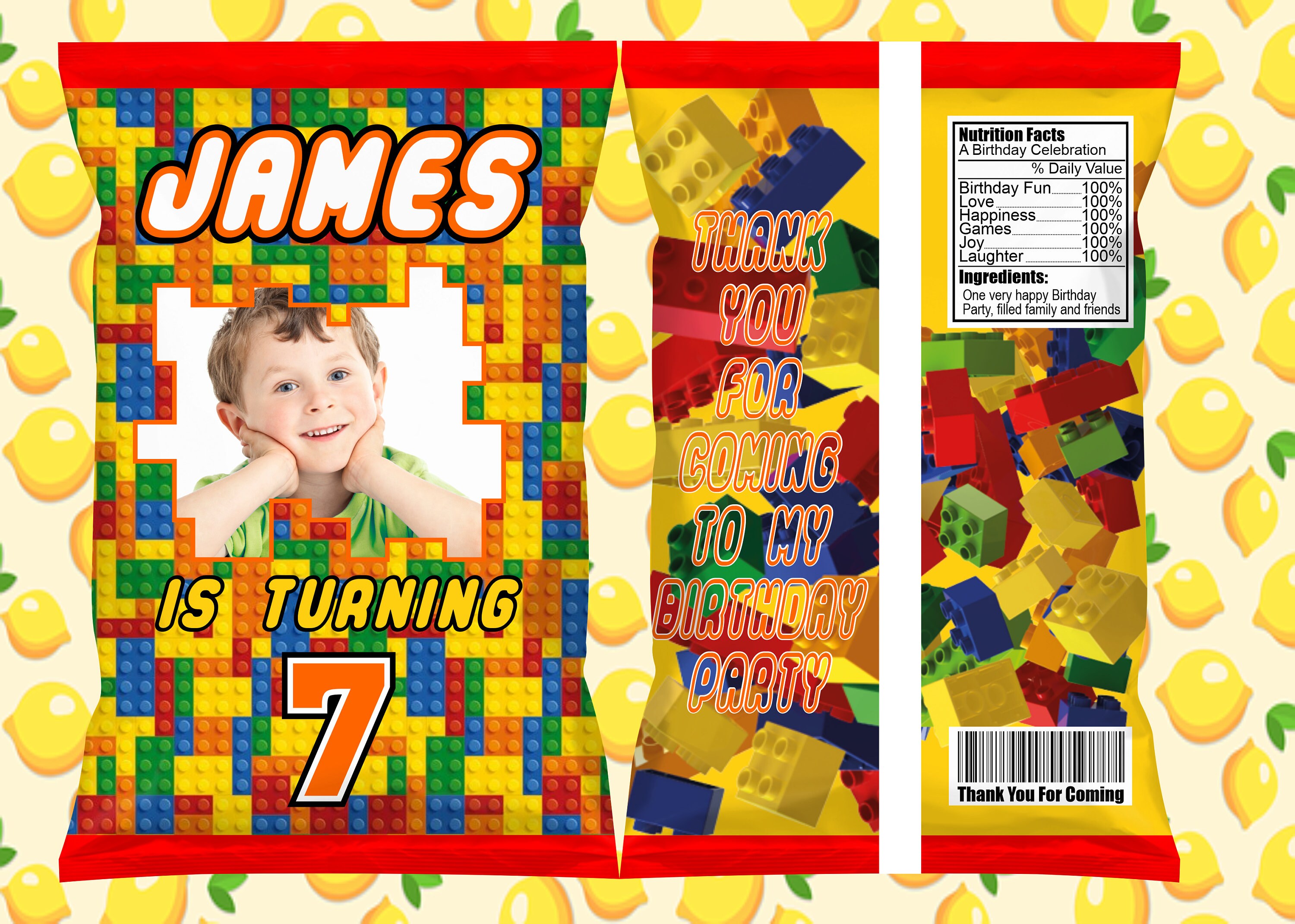 Building Blocks Chip Bag Goodie Bag Favor Building Blocks Printable