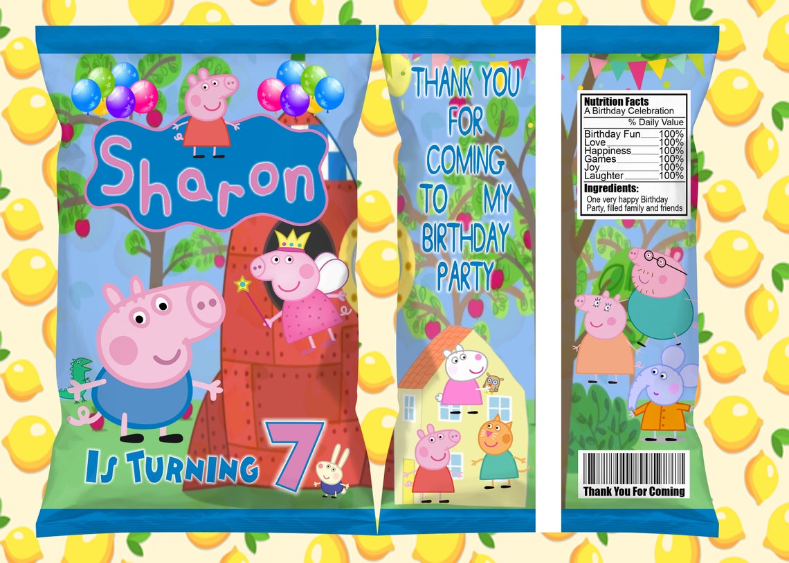 Peppa Pig Chip Bags Party Bags Peppa Pig Party Party Etsy