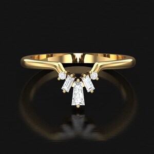 Curved Moissanite Wedding Band: Sterling Silver Anniversary Ring