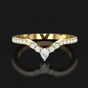 14K Gold Curved Wedding Band: Dainty Stacking Ring for Women