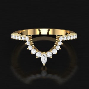 Curved Moissanite Wedding Band: Sterling Silver Anniversary Ring