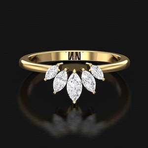 Curved Moissanite Wedding Band: Sterling Silver Anniversary Ring