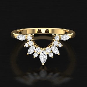 Curved Moissanite Wedding Band: Sterling Silver Anniversary Ring