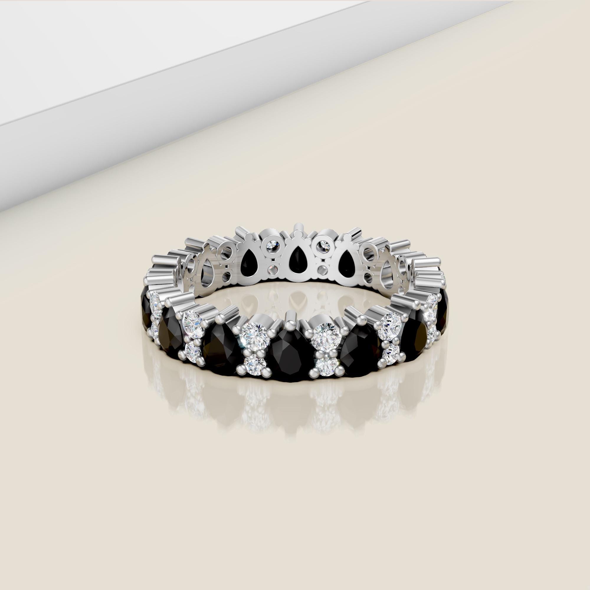 Black Spinel Eternity Band: 14K Gold Wedding Stacking Ring - Etsy