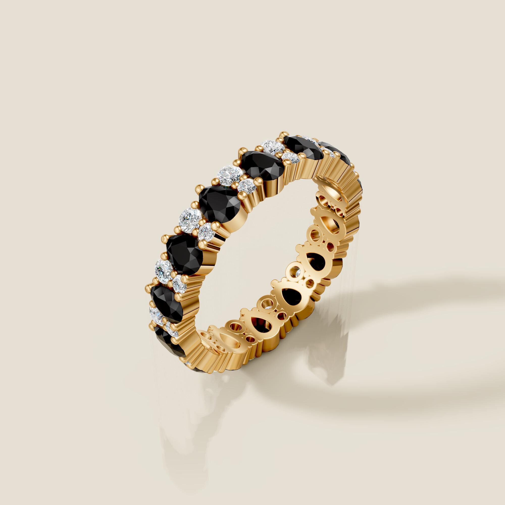 Black Spinel Eternity Band: 14K Gold Wedding Stacking Ring - Etsy