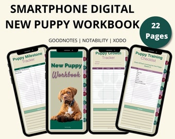 Nuevo libro de trabajo digital para cachorros y gráficos de seguimiento para teléfonos inteligentes / Descarga instantánea / Libro de trabajo digital para mascotas / Lista de verificación de cachorros / Planificador de cachorros