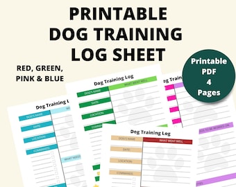 Printable Dog Training Log Sheet | Instant Download | 8.5x11 PDF| Dog Training Planner | Dog Training Tracker | Dog Training Record
