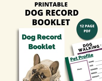 Folleto de registro de perros imprimible / Descarga digital / Rastreador de perros / Lista de verificación de socialización de cachorros / Planificador de perros / Lista de verificación de entrenamiento de perros
