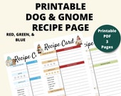 Printable Recipe Card | Blank Recipe Page | Home Cook Book | Recipe Planner Page | Recipe Sheet  | Letter Size 8.5 x 11" | Dog Recipe Card