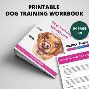 Afdrukbaar werkboek hondentrainingplanner | Hondenvolgkaart | Direct downloaden | 8,5 x 11 pdf| Trainingsplanner voor honden en werkboek trainingslogboek