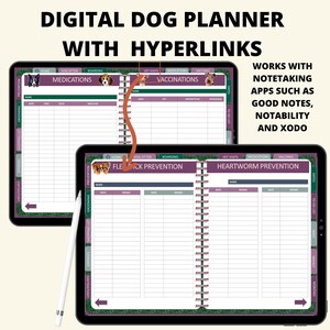 Digital Hyperlinked Dog Care Planner | Digital Dog Tracker | Dog Checklist | Dog Records | Goodnotes Dog Planner | Hyperlink Dog Records PDF