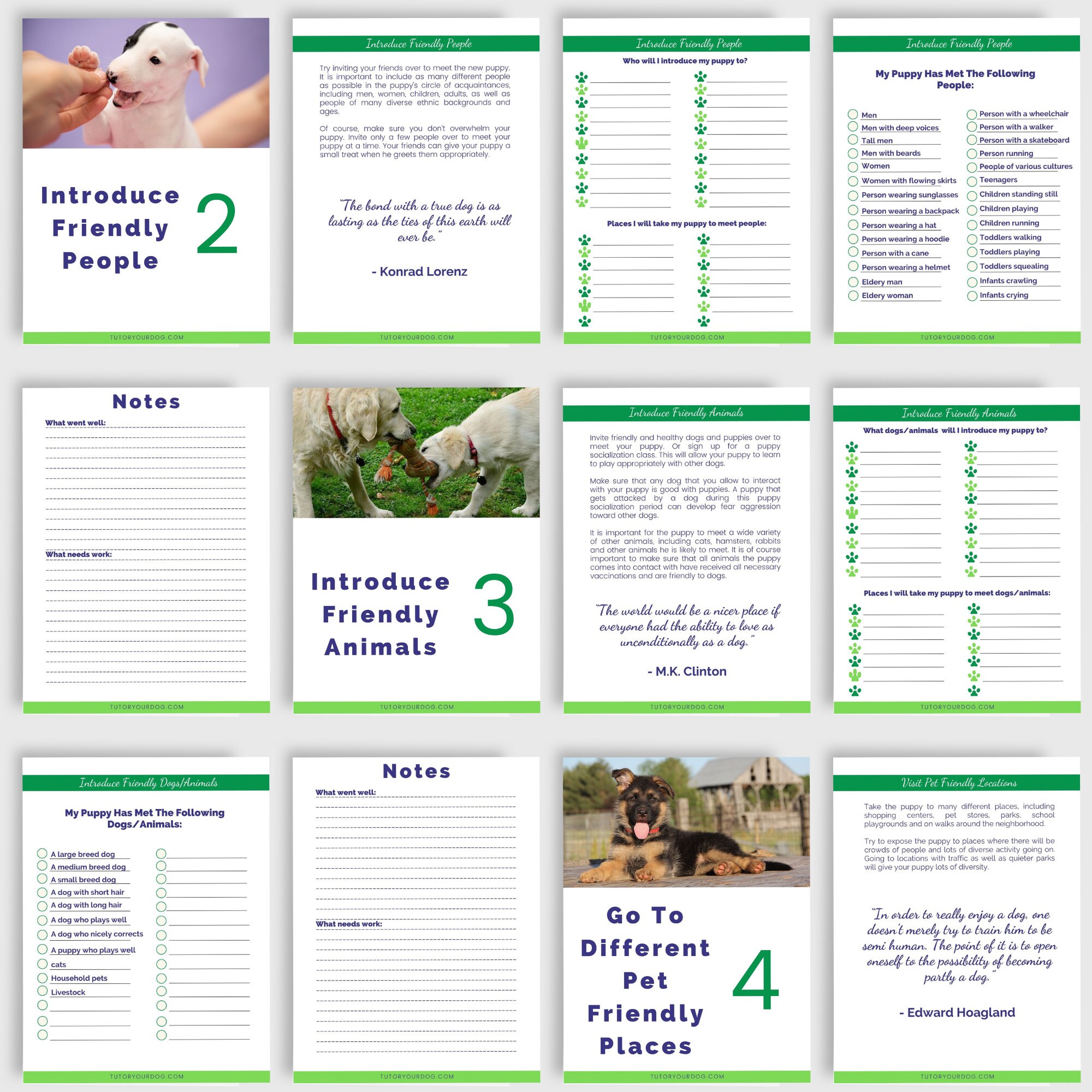 Printable Puppy Socialization Workbook | Puppy Socialization Checklist ...
