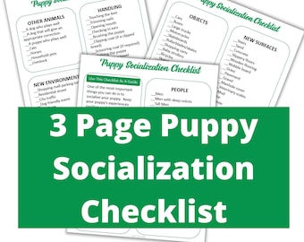 Printable Puppy Socialization Checklist | Dog Socialization | Puppy Training Checklist| Pet Tracker | Dog Worksheet | US Letter