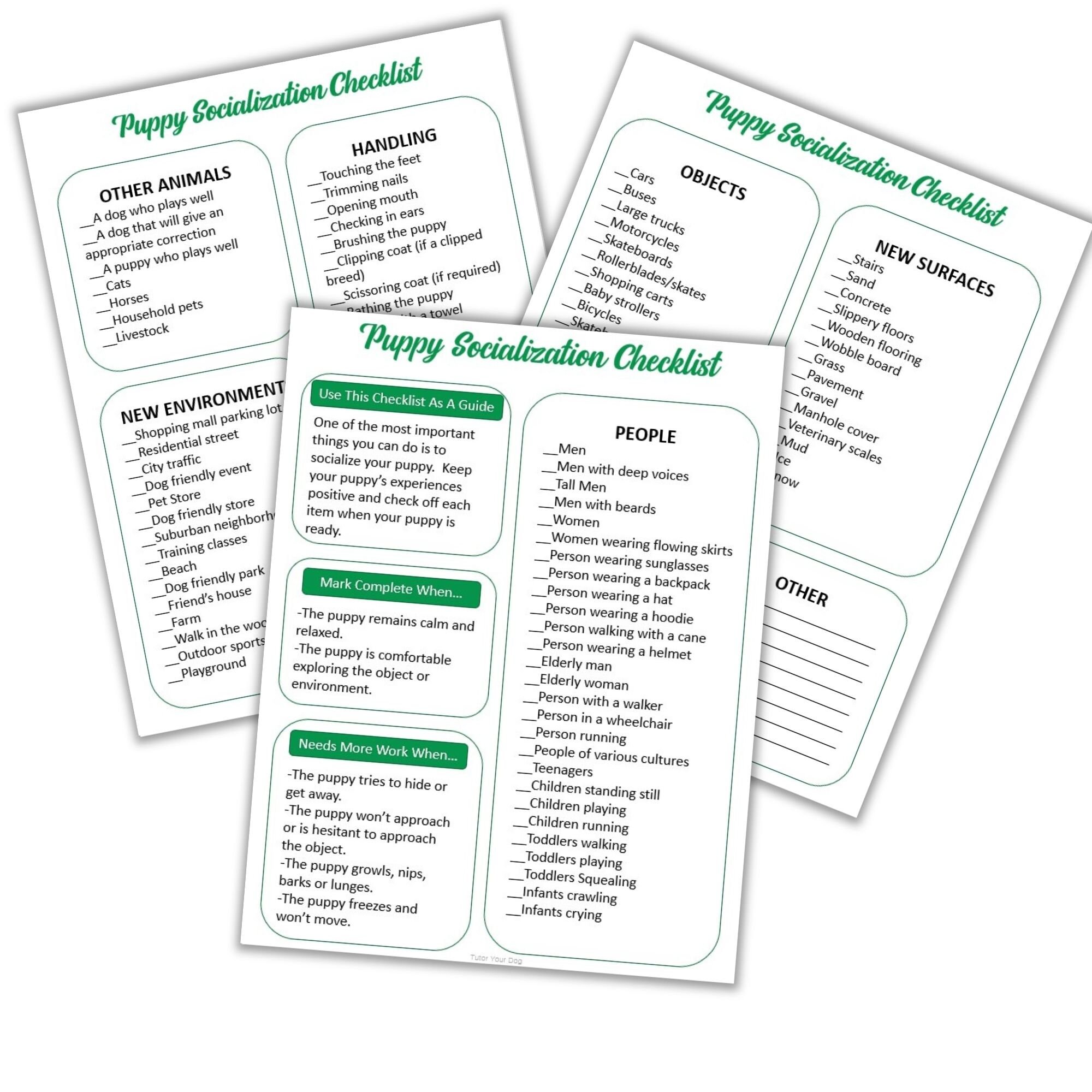 Printable Puppy Socialization Checklist | Dog Socialization | Puppy ...
