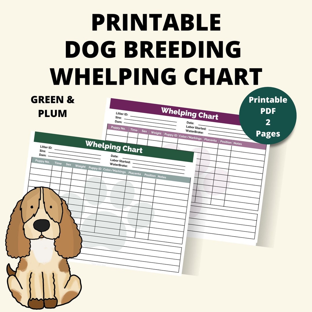 Dog Breeder Whelping Chart Whelping Records Litter Records Dog Breeder