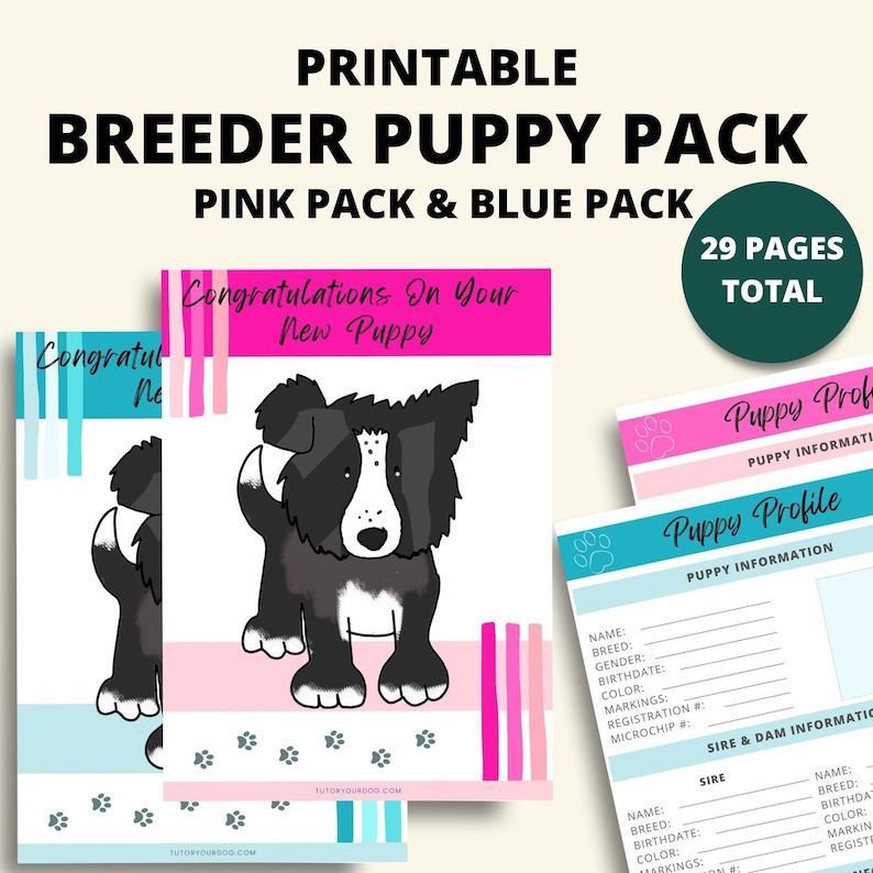 Printable Breeder Puppy Pack | Dog Breeder Records | Dog Breeder Forms | Puppy Vaccination | Dog ...