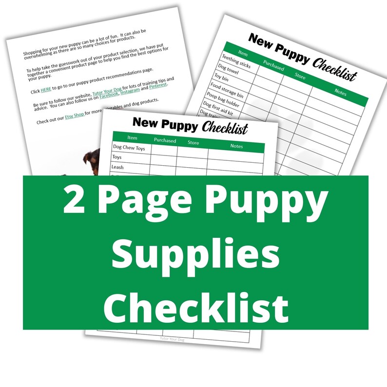 New Puppy Shopping Checklist | Printable Pet Checklist | New Pet ...