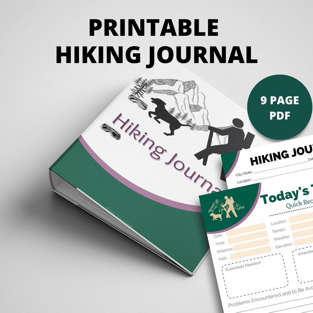 Printable Hiking Journal Instant Download 8.5x11 PDF Hiking Logbook Dog