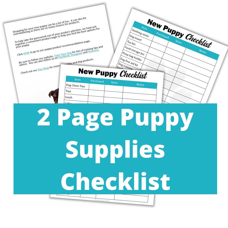 New Puppy Shopping Checklist Printable Pet Checklist New Etsy