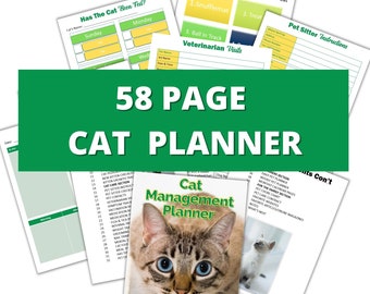 完全な猫のケアプランナー | デジタルダウンロード、猫のトラッカー、チェックリスト、スケジュール、プランナー