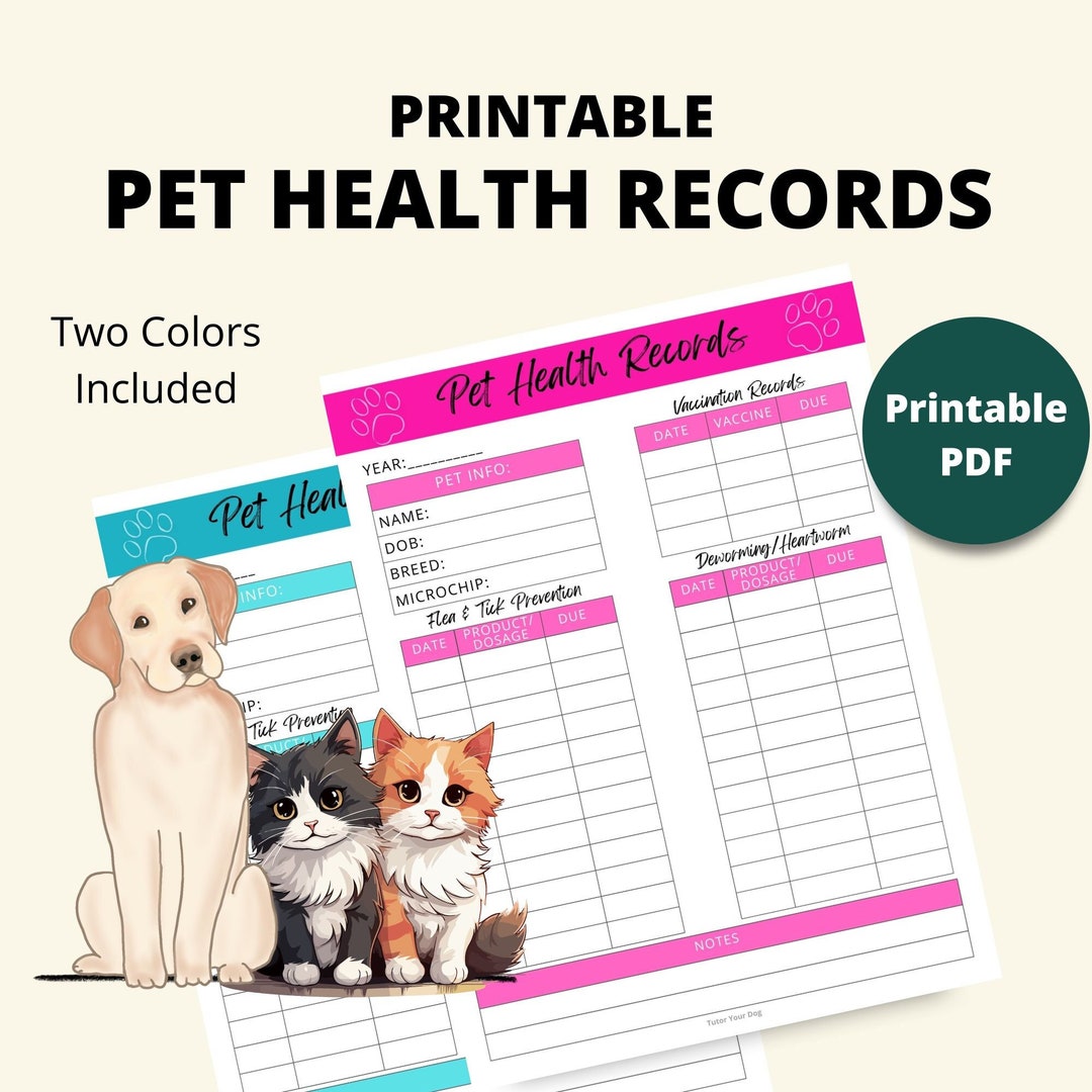 Printable Pet Health Record Page for A Dog or Cat | Instant Download | 8.5x11 Editable PDF File| Dog Health Records | Cat Health Records | - Etsy printable-pet-health-record-page-for-a-dog-or-cat-instant-download-8-5x11-editable-pdf-file-dog-health-records-cat-health-records-etsy