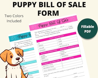 犬/子犬の売買契約書 | 即時ダウンロード | 8.5x11 編集可能な PDF ファイル | 子犬販売フォーム | 子犬販売契約書 | ペットの売買契約書