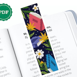 Bookmark cross stitch pattern, book lover embroidery, gift for book lover cross stitch, bookmarks handmade, digital PDF, simple cross stitch