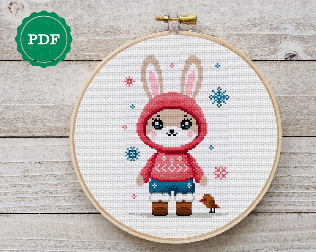 Kit Point De Croix Petit Lapin Mignon - Toile 14ct, Parfait Débutant - Neuf Dream Pattern