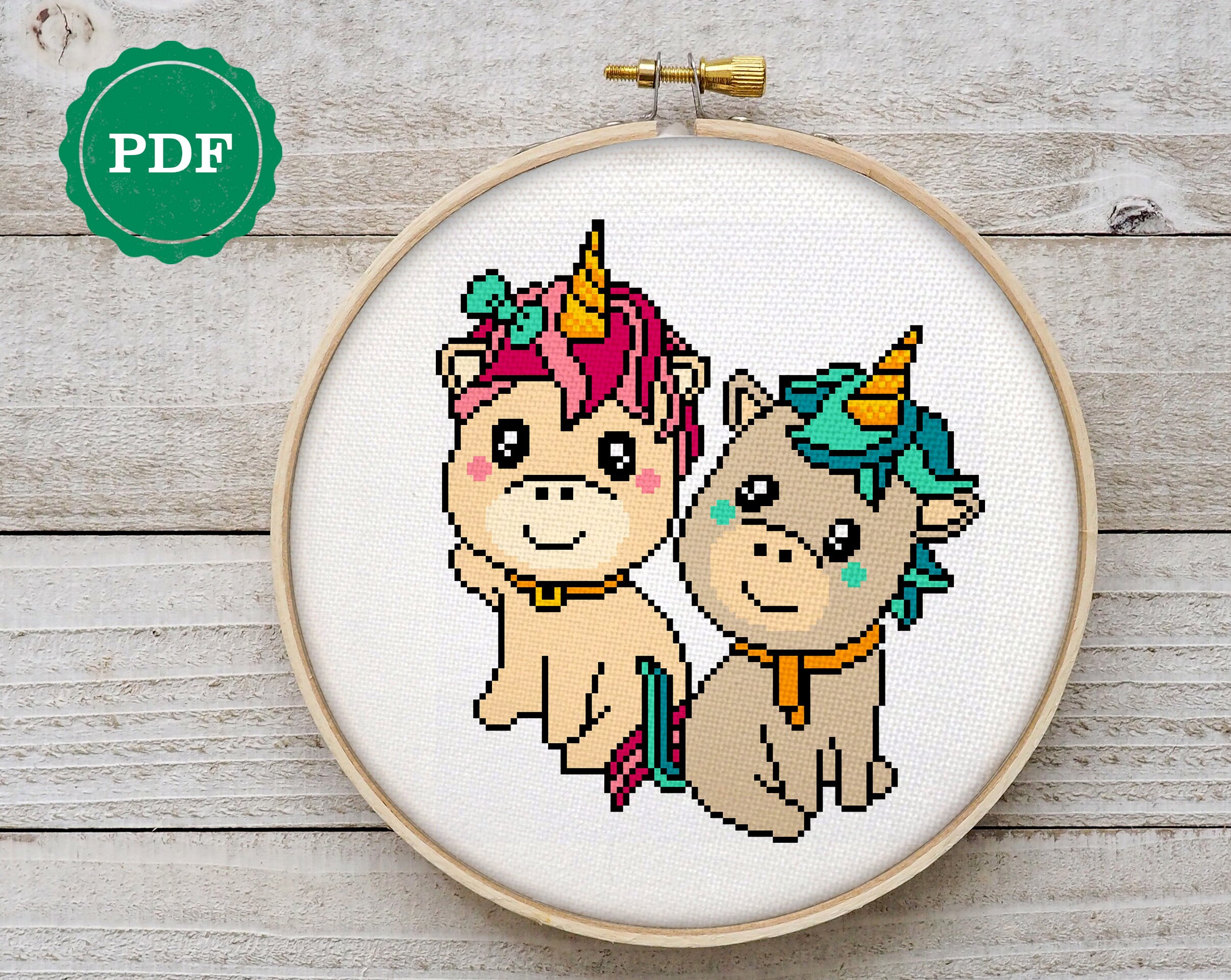 Twins Unicorn Cross Stitch Pattern Cute Cross Stitch Pattern | Etsy