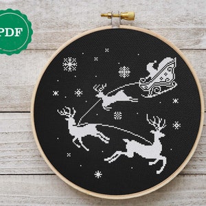 Santa cross stitch pattern, Santa embroidery, winter cross stitch, pillow cross stitch pattern, Christmas pattern gift,  digital pattern PDF