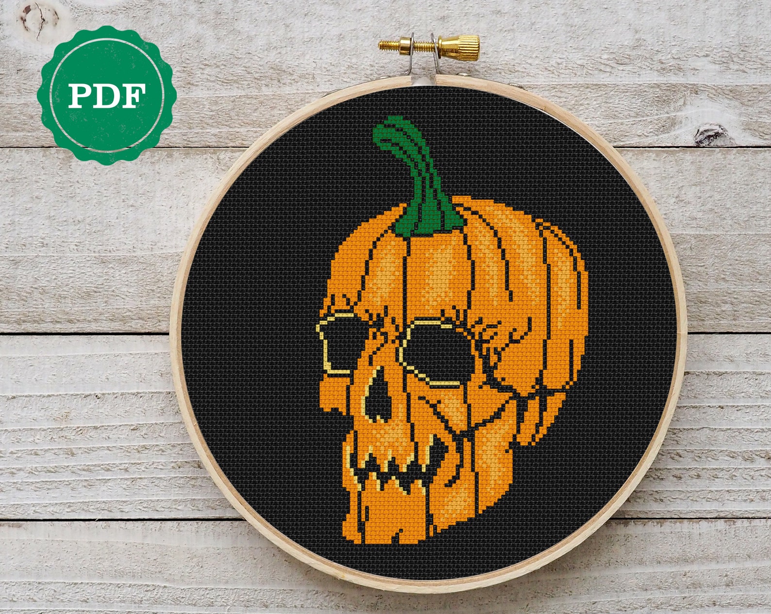 Scull Cross Stitch Pattern Halloween Pumpkin Cross Stitch Etsy