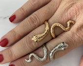 Silver or Gold Adjustable Snake Ring, Silver Snake Ring, Gold Snake Ring, Snake Ring, Adjustable Ring, Statement Ring, Fashion Ring, Gift