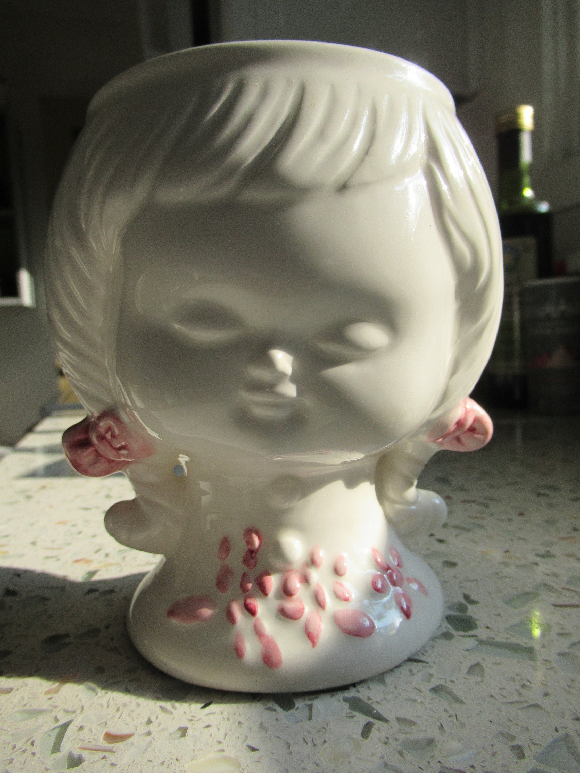 ヴィンテージ レディヘッド花瓶、新品 60年代 モッド花瓶、キッチュな