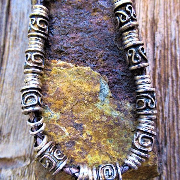 Mykonos necklace, Ancient spiral design, best friend gift, artisan clasp, 5th century Ancient Roman Glass charm, goes with denim, 17.5"