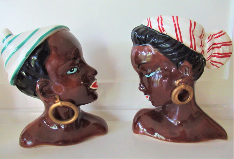 Vintage Lady Head Wall Pockets 60's Made in Japan Etsy