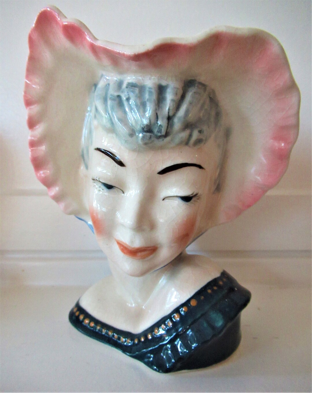 Vintage Lady Head Vase, 50's MINT, Kitsch Vase, Midcentury Décor, Best