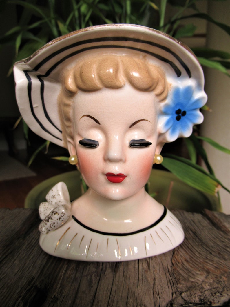 Vintage Lady Head Vase, 1950#39;s RELPO #K962 in MINT conditio Vintage Lady Head Vase, 1950#39;s RELPO #K962 in MINT conditio
