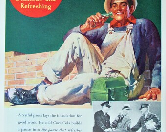 Vintage magazine Ad, 1938 soda,  Coca cola ad, kitsch wall art, nostalgic print, 10&quot; x 13&quot;